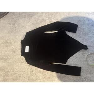 NWT Good American Black Velvet Long Sleeve Turtleneck Bodysuit sz L